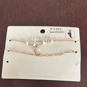 Influence Gold and White Moon Anklet Set
